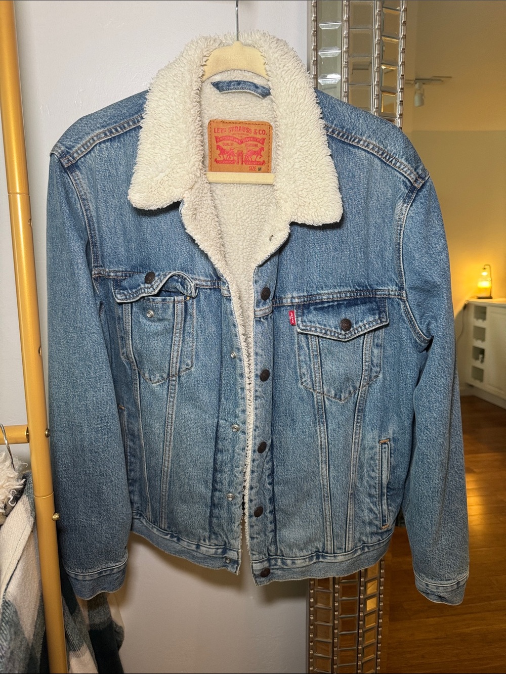 Levi's Light Blue Denim Sherpa Jacket with Cream Lining
